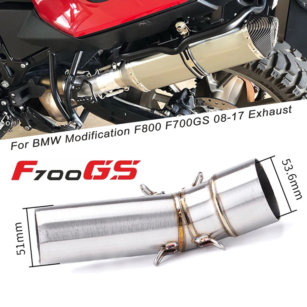 Motorcycle Modification Exhaust Muffler For BMW F800 F700GS 08-17 Mid To Late Section Stainless Steel Exhaust Pipe Modification