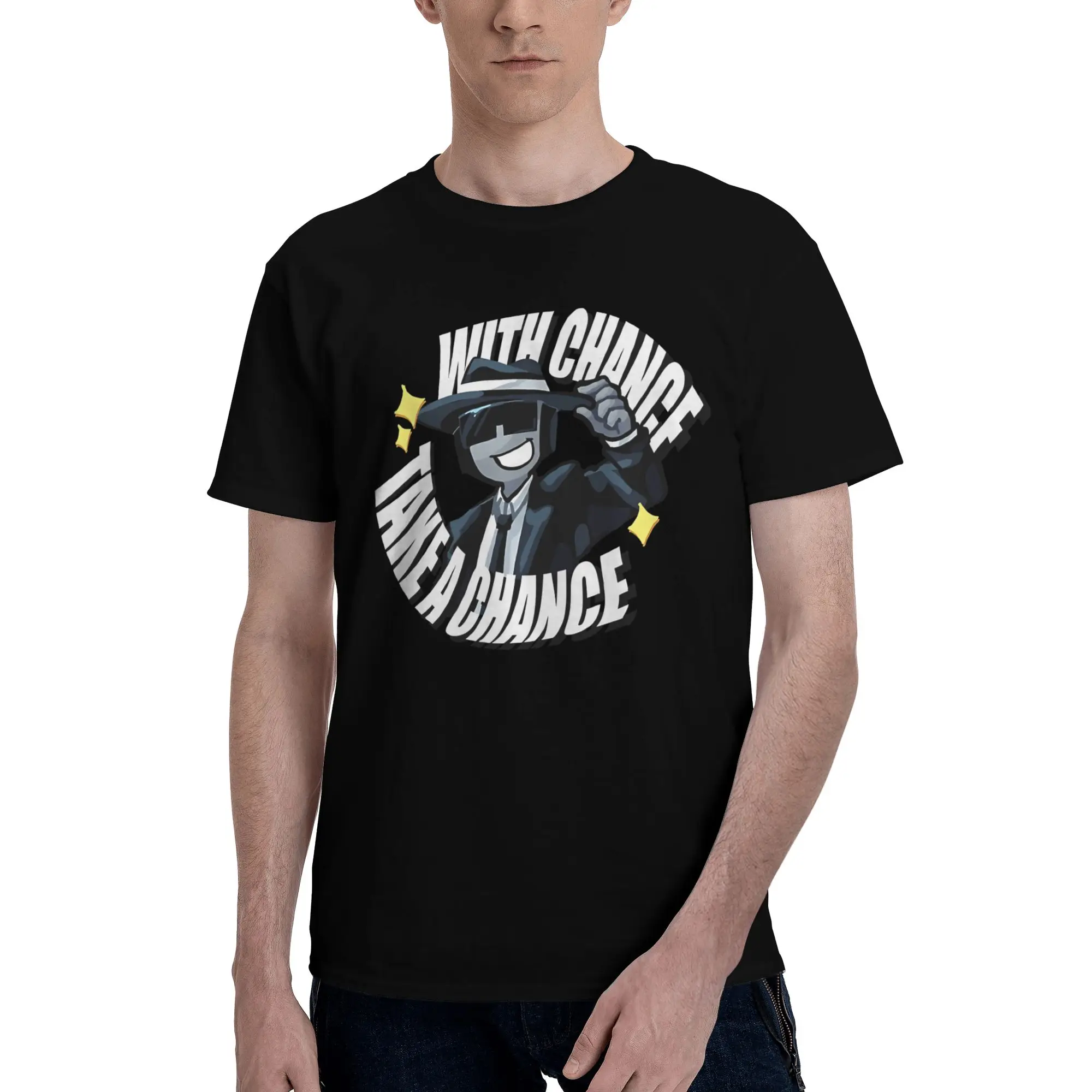 Forsakens Take A Chance T Shirt for Men Pure Cotton Funny T-Shirts O Neck  Tee Shirt Short Sleeve Clothing Plus Size