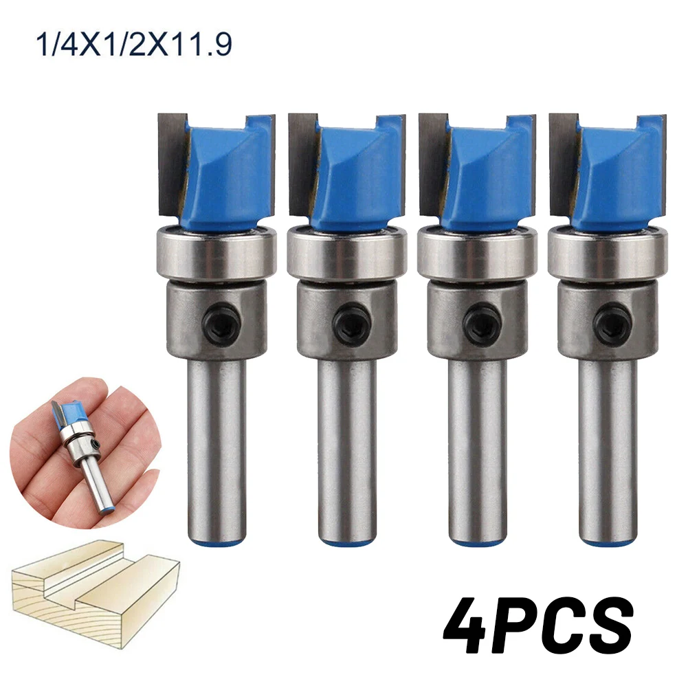 Flush Trim Router Bits 14 Inch Mortise Template Cutter Set with Precision Engineering for Efficient Woodwork Routing