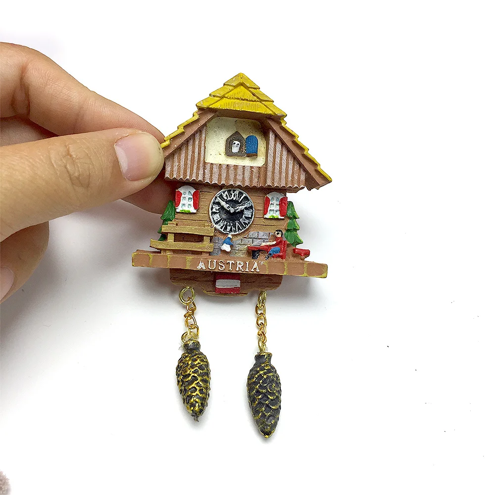 

Resin Cuckoo Clock Magnet - Austria Themed Fridge Decor - Miniature Black Forest House Design - Perfect Souvenir Gift