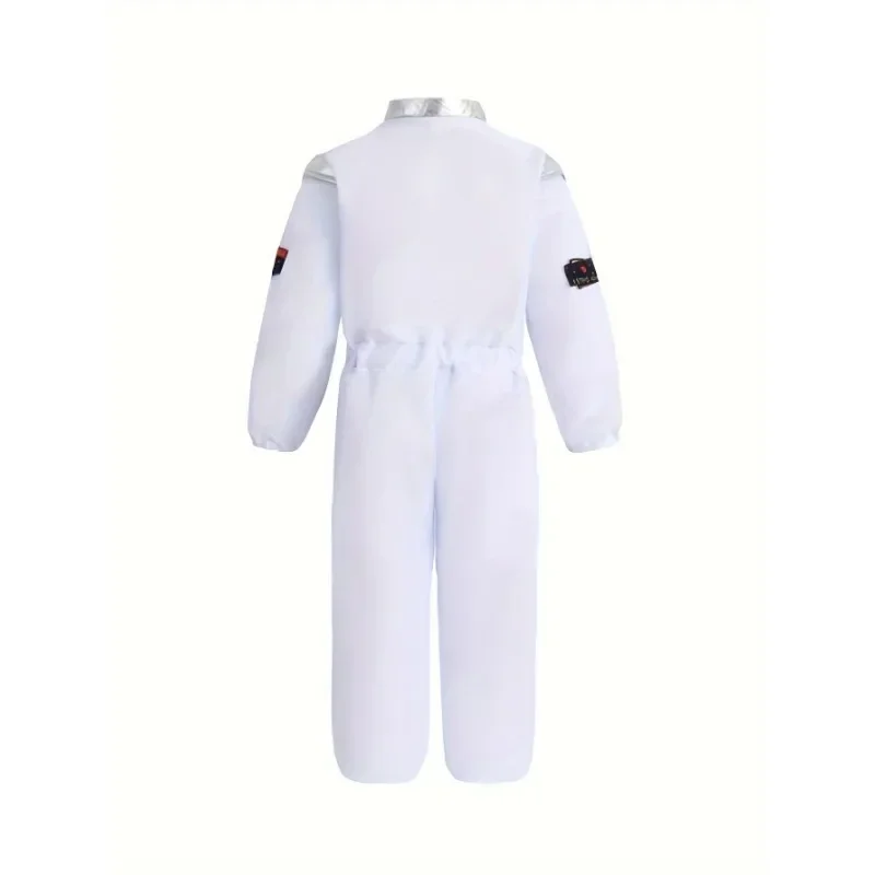 2026 Junge Astronaut Cosplay Kostüm Gedruckt Cartoon Muster Weiß Raumanzug Overall Halloween Karneval Kinder Leistung