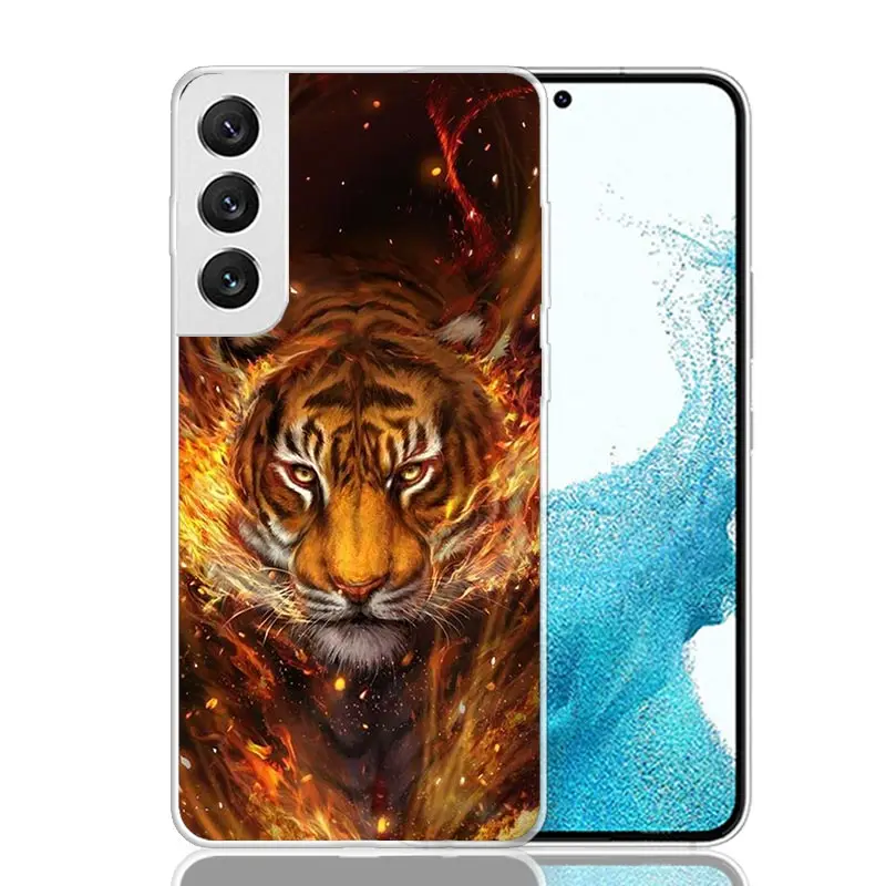 Ferocious Tiger Animal Phone Case For Samsung Galaxy S24 S23 S22 S21 FE S20 Ultra S10 Plus S10E S9 S8 + Art Customized Coque Cap