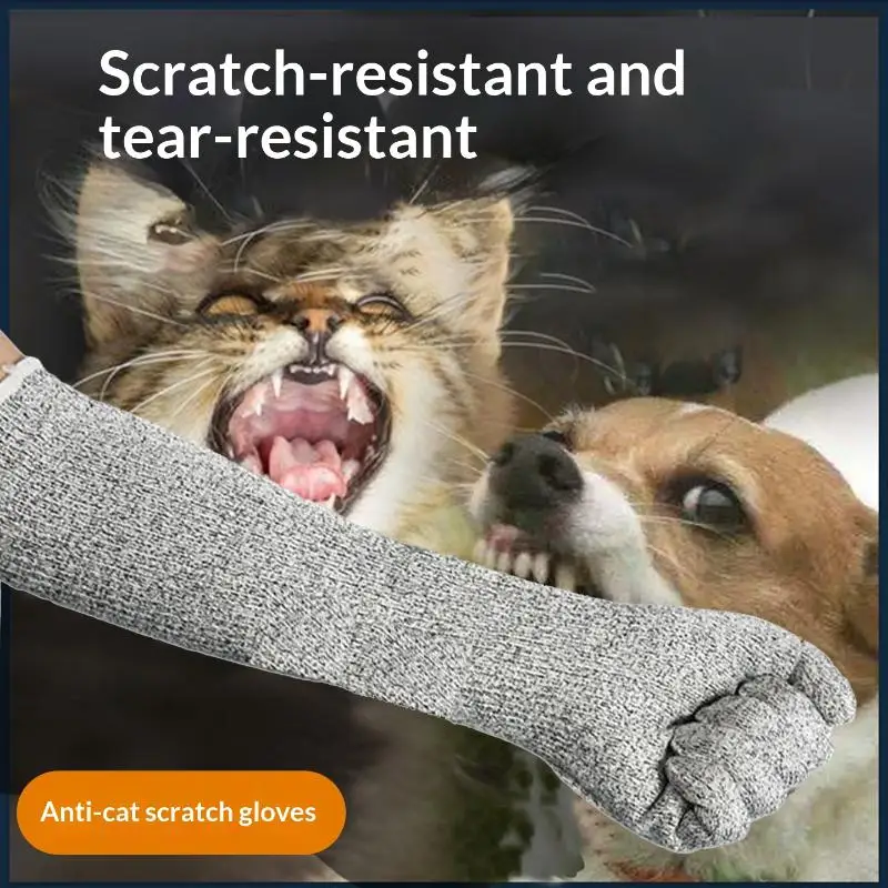 Cat Bite Proof Gloves Scratch & Puncture Resistant Heavy Duty Leather Pet Handling Gloves for Grooming Vet Falconry Bird Parrot
