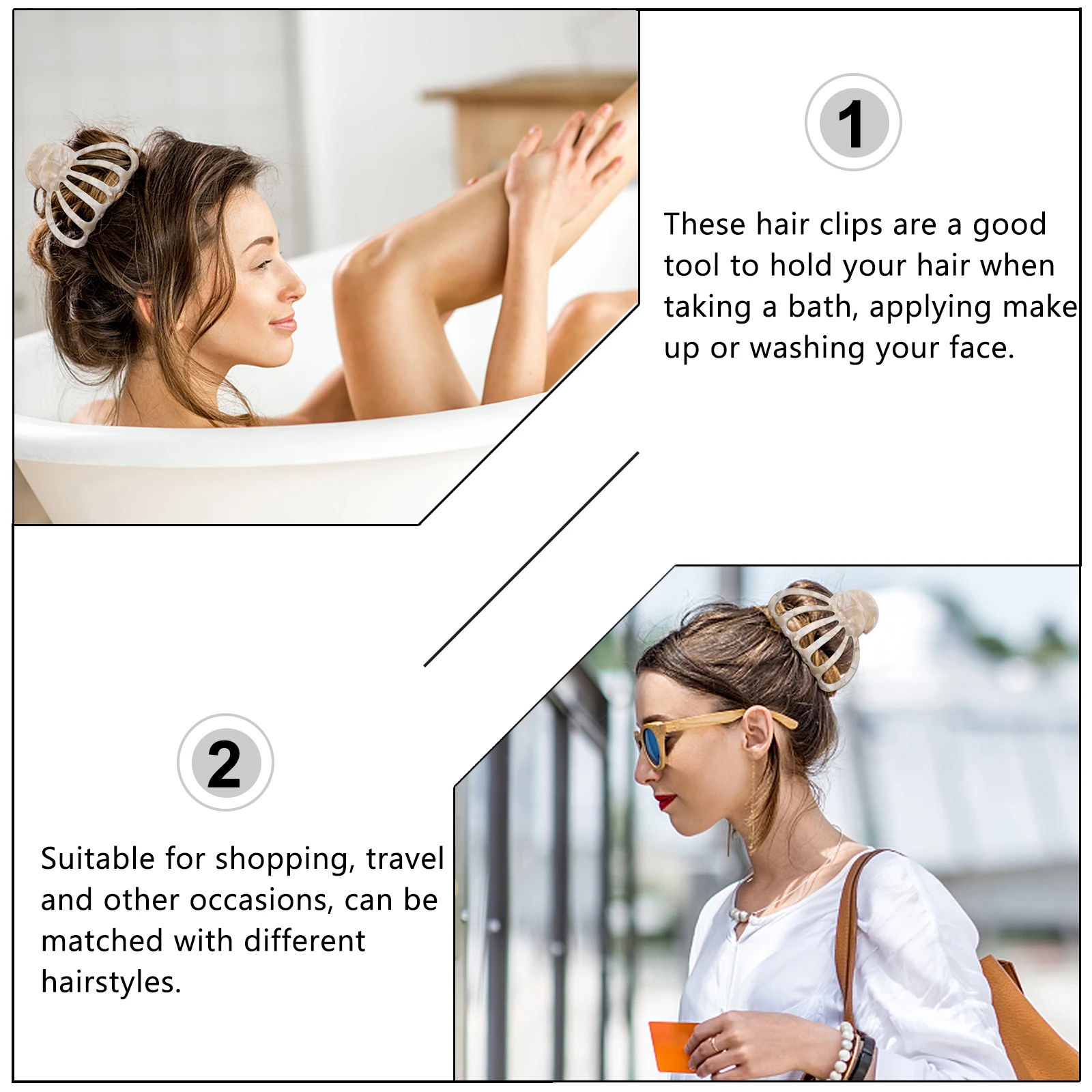 

2pcs Clips Strong Hold Large Hair Jaw Clamps Styling Tools For Women Girls Thick Curly Straight Hair Party Daily Use