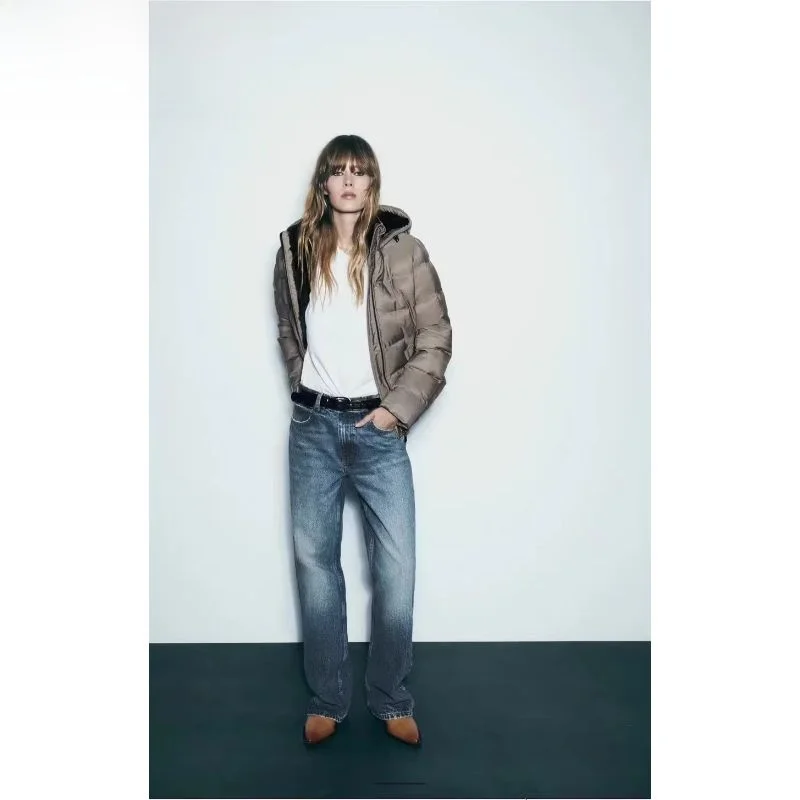 

New Autumn Winter Women's Cotton Jaet Plu Hooded Stand Collar down Cotton Coat Zipper Closure Regular Sve Length