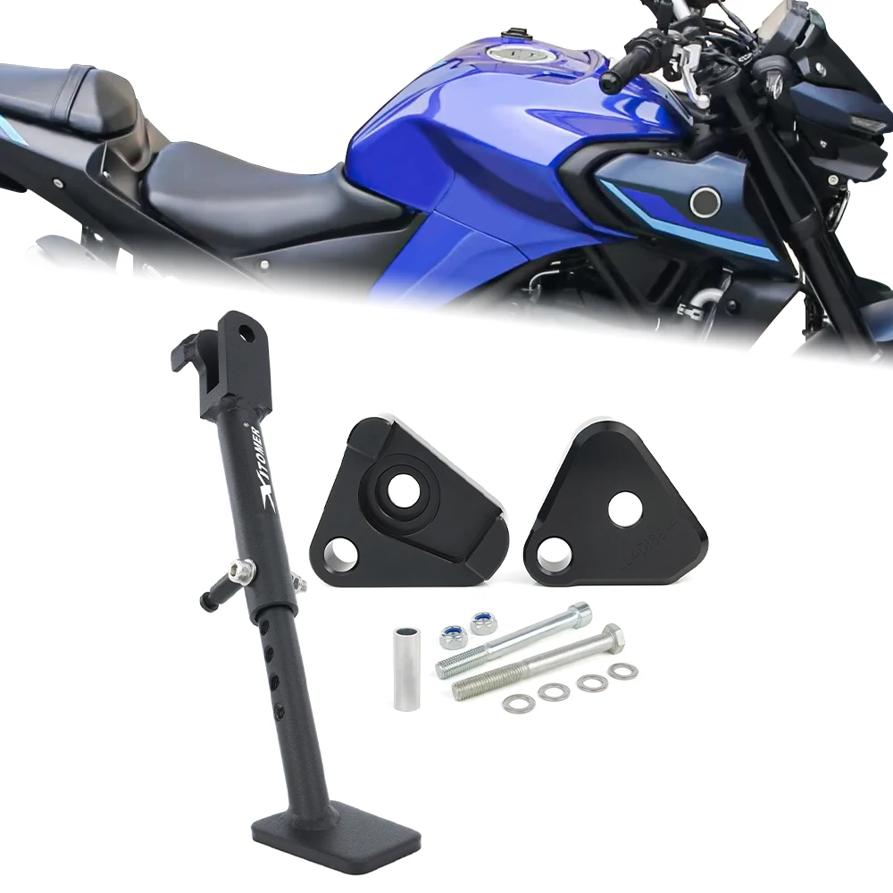 

Motorcycle Adjustable Kickstand Side Stand & Rear Suspension Lowering Links For Yamaha MT-03 MT03 2016-2024 YZF-R3 R3 2015-2024