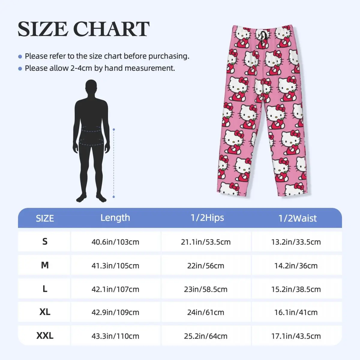 Pantalon de pyjama Hello Kitty pour homme, vêtements de nuit, ceinture élastique, bas de salon avec poches, dessin animé, anime, personnalisé