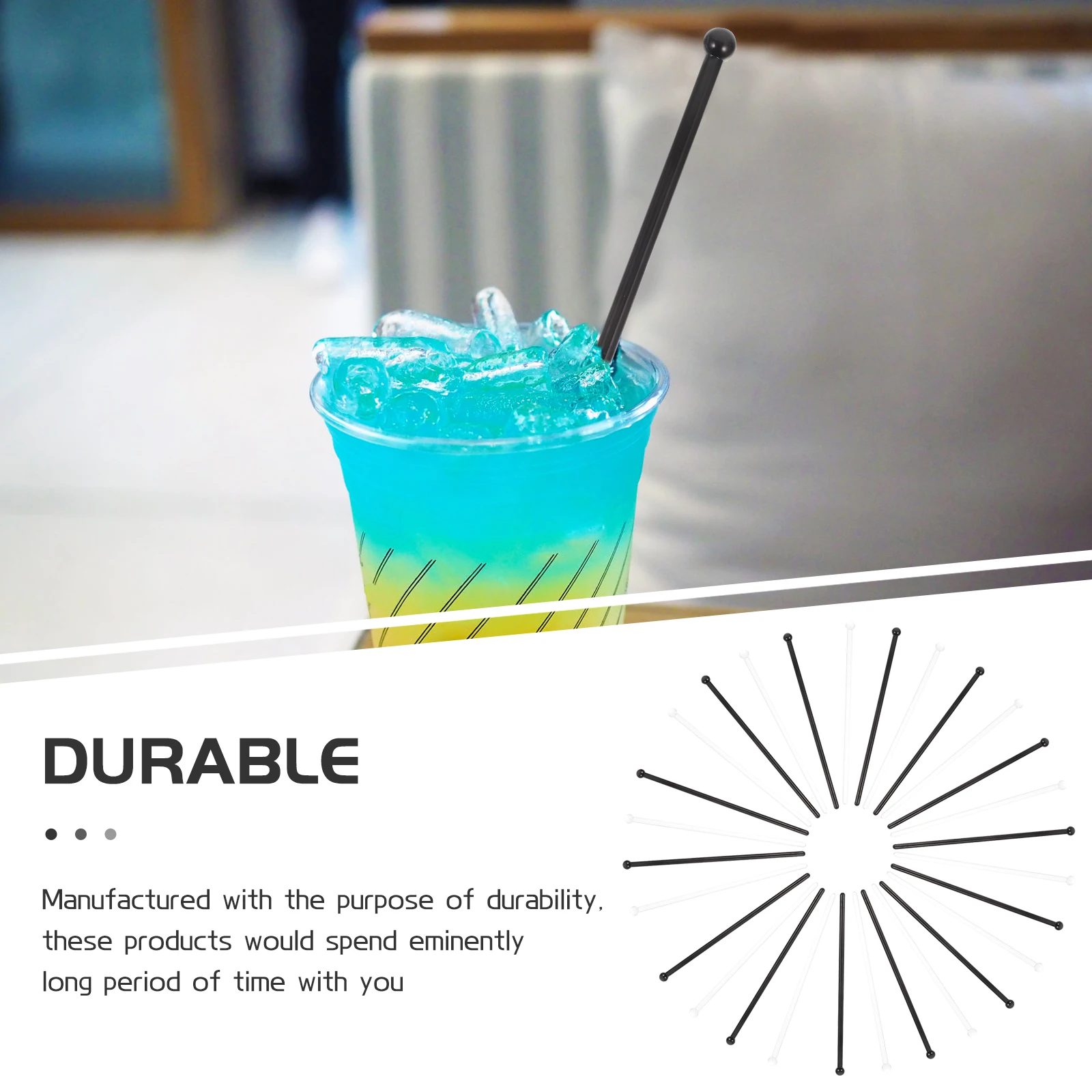 

48pcs Stirring Rod Ergonomic Handle Stirrer Mixing Sticks for Coffee Beverages Cocktail Honey Kitchen Mixing Rods Bar