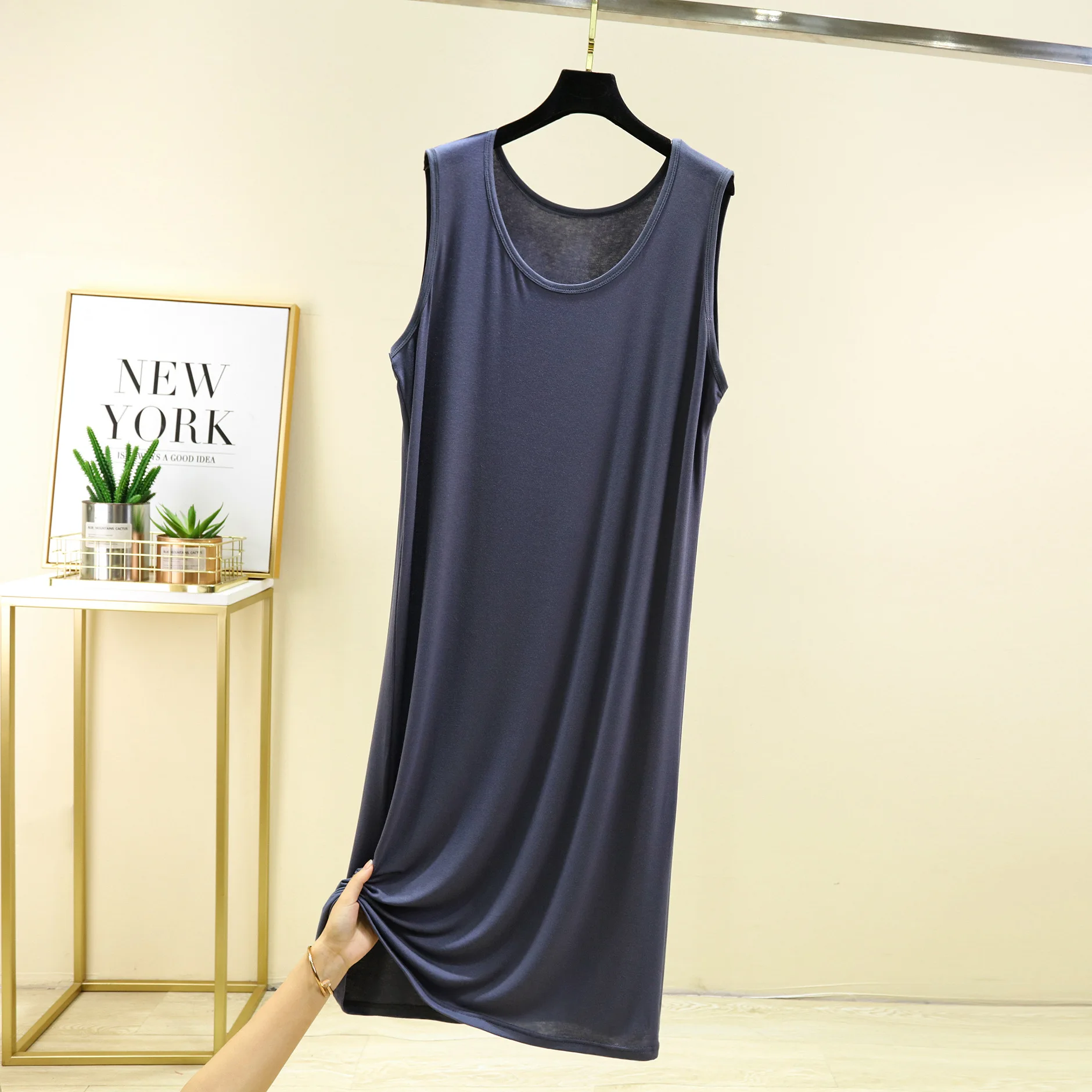 Modal Sleeveless Pajamas Vest Skirt Summer Night Dress Women Thin Loose Nightdress Home Dress Soft Solid Colour Nightgowns