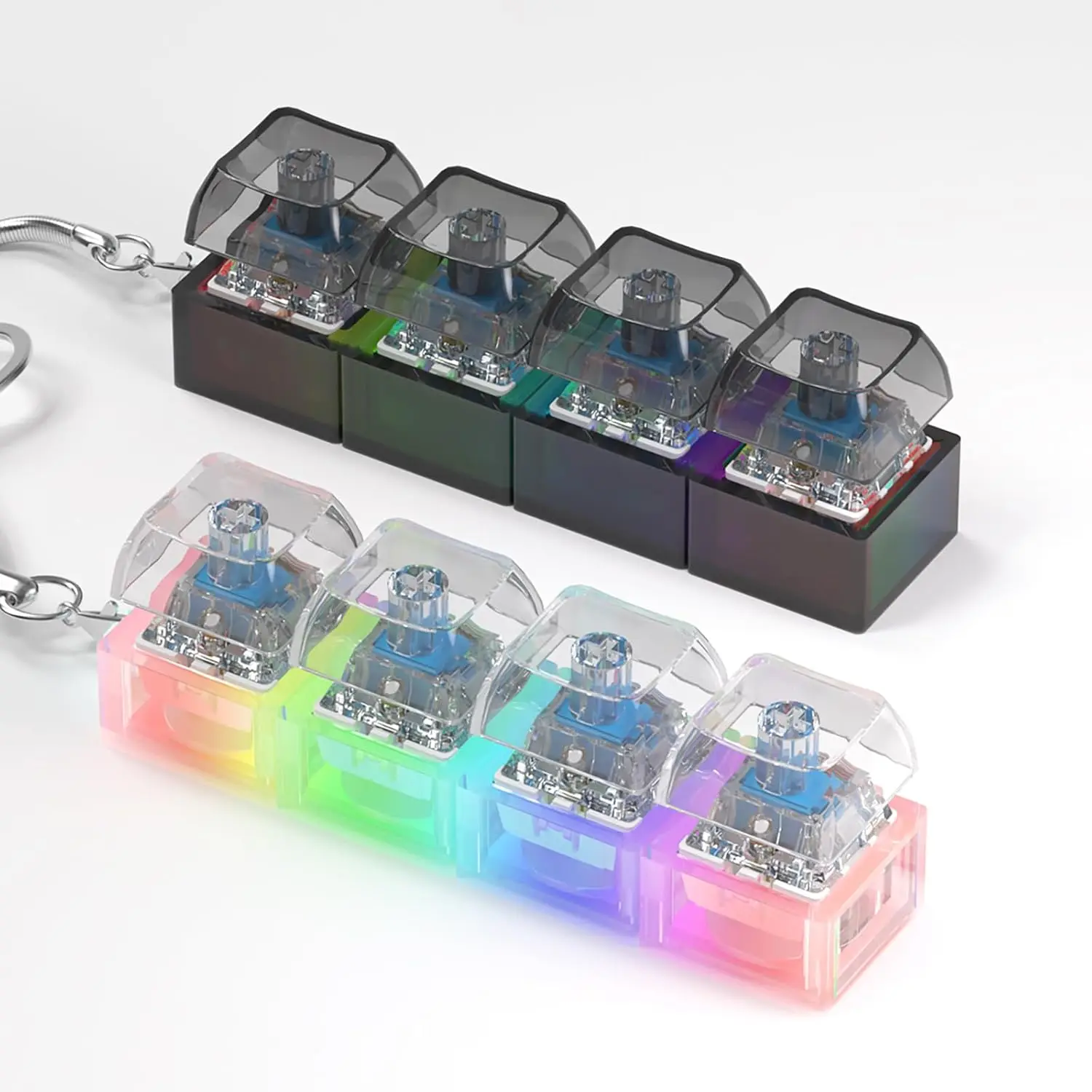 LED Keyboard Key Chain Fidget Toy for s Fidget Clicker Decompression Keychains Stress Relief Gadget Interesting Pendant