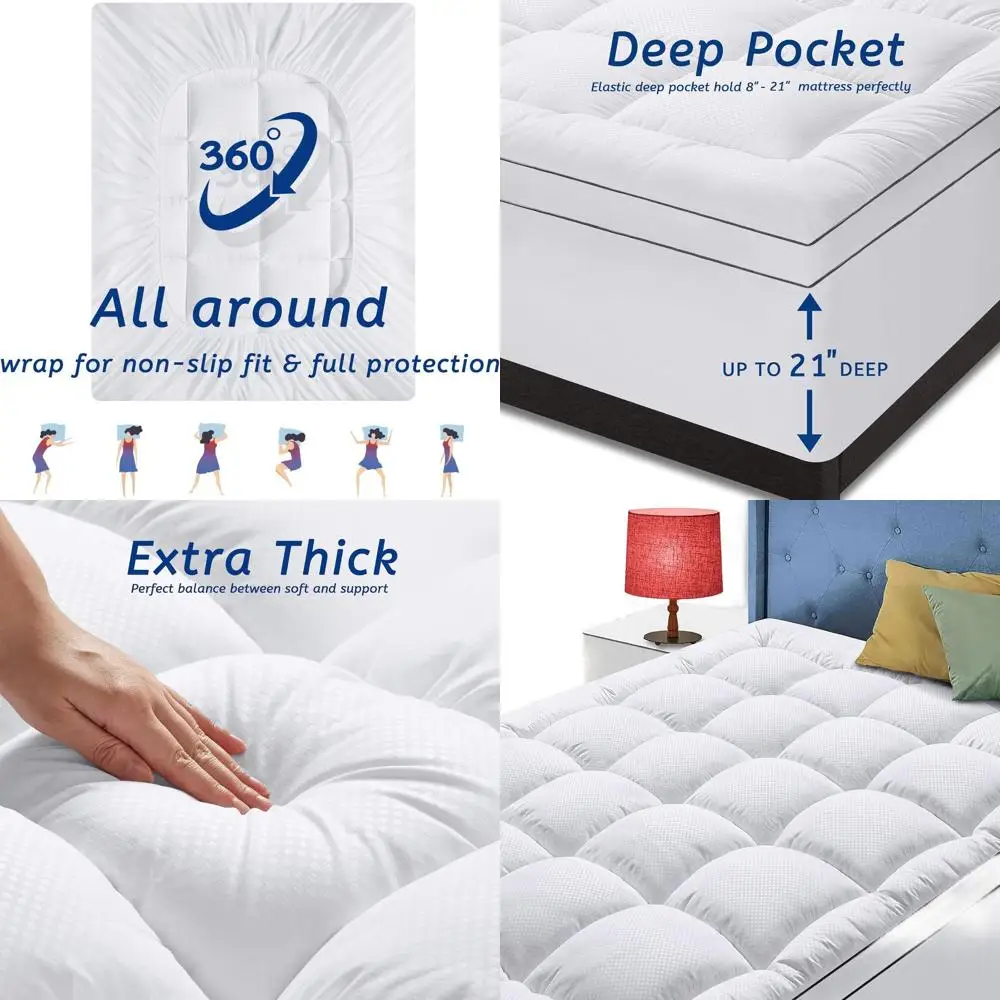 

Полный охлаждающий наматрасник XL для облегчения боли в спине, плюшевая подушка, очень толстый, подходит для глубоких карманов 8-21, белый