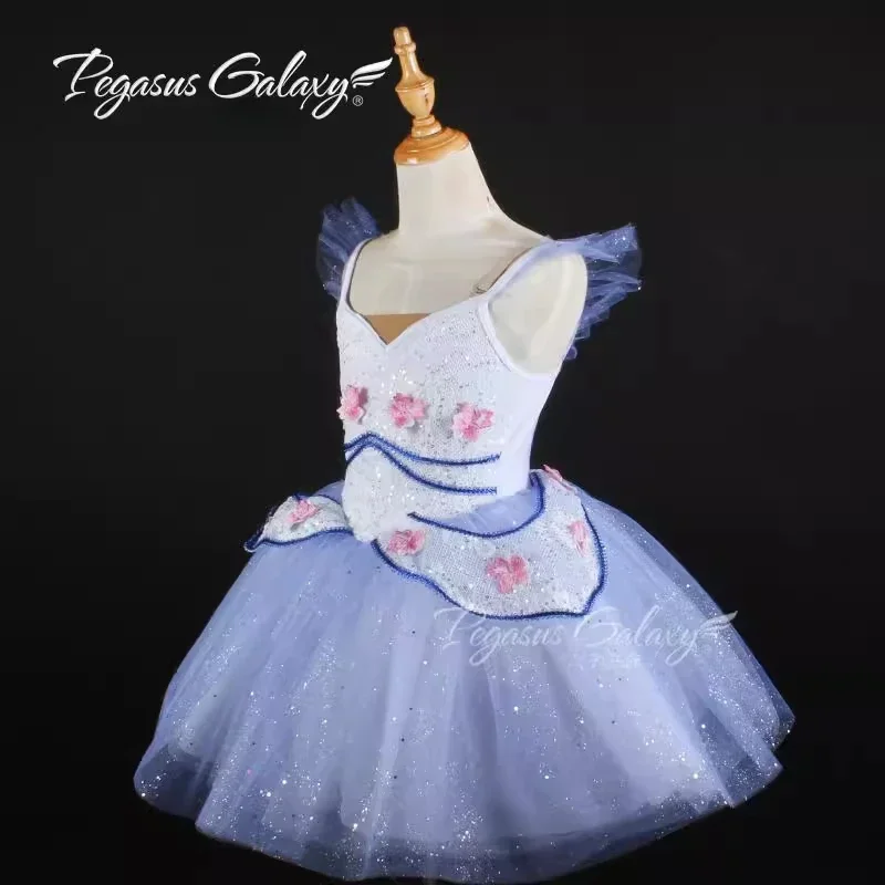 Robe Tutu de Ballet Bleu à Paillettes pour Femme et Fille, Costume de Spectacle de Scène à Fleurs, Vêtements de brevfzLake, pour Adulte