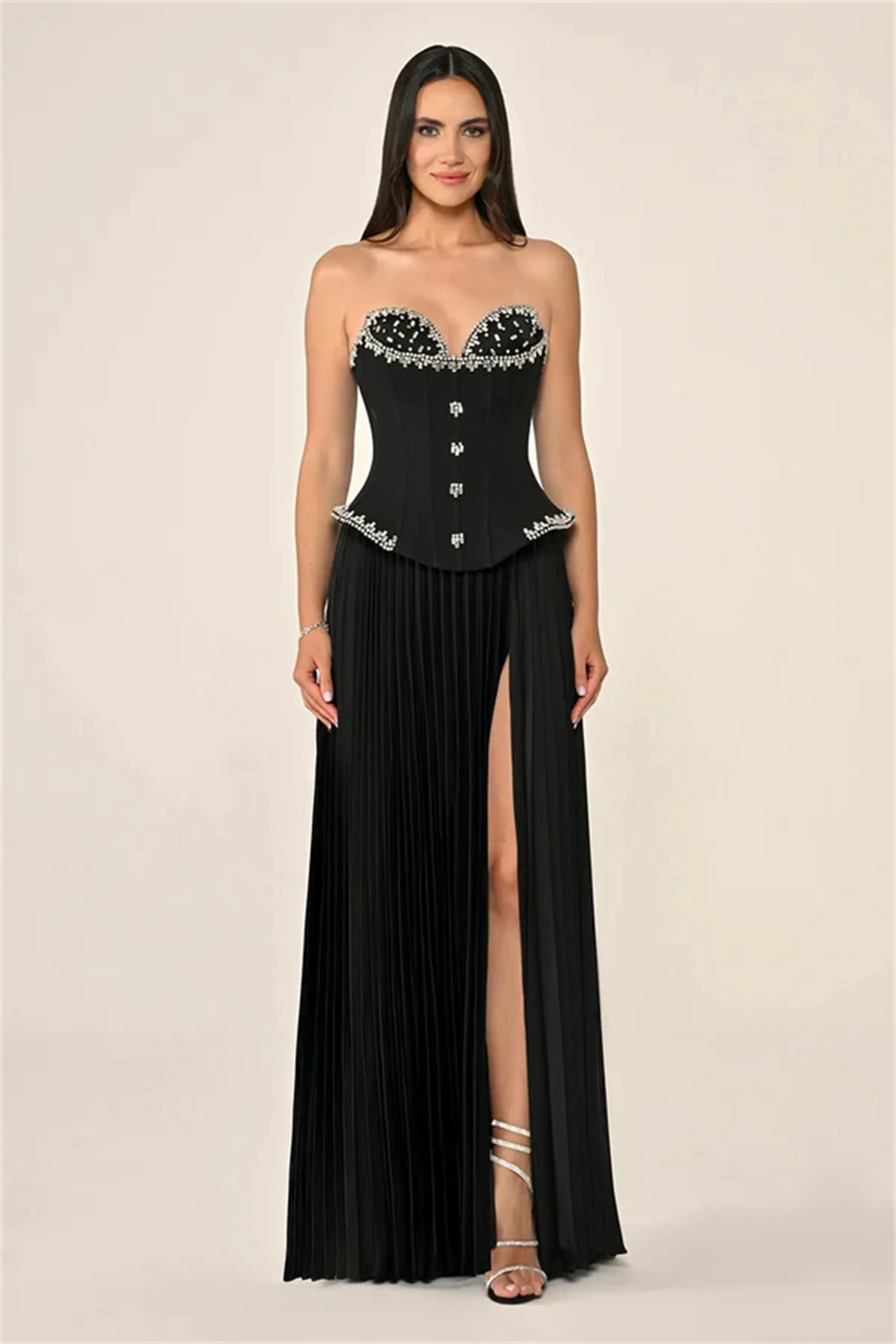 فستان سهرة نسائي مخصص بطيات جذاب على شكل قلب فساتين حفلات مرصعة بأحجار الراين المملكة العربية السعودية دبي رداء حفلات إيفون برايدال #5