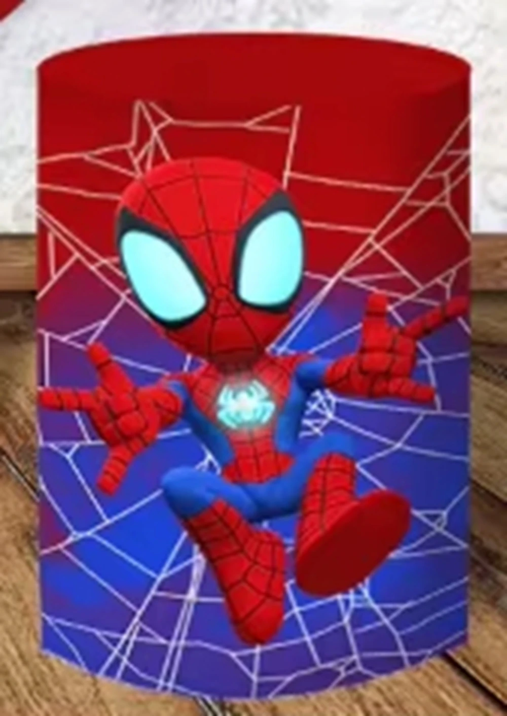 마블 스파이더맨과 그의 놀라운 친구들 라운드 커버 어린이 생일 배경 베이비 샤워 스파이더맨 실린더 커버 장식 사진 소품