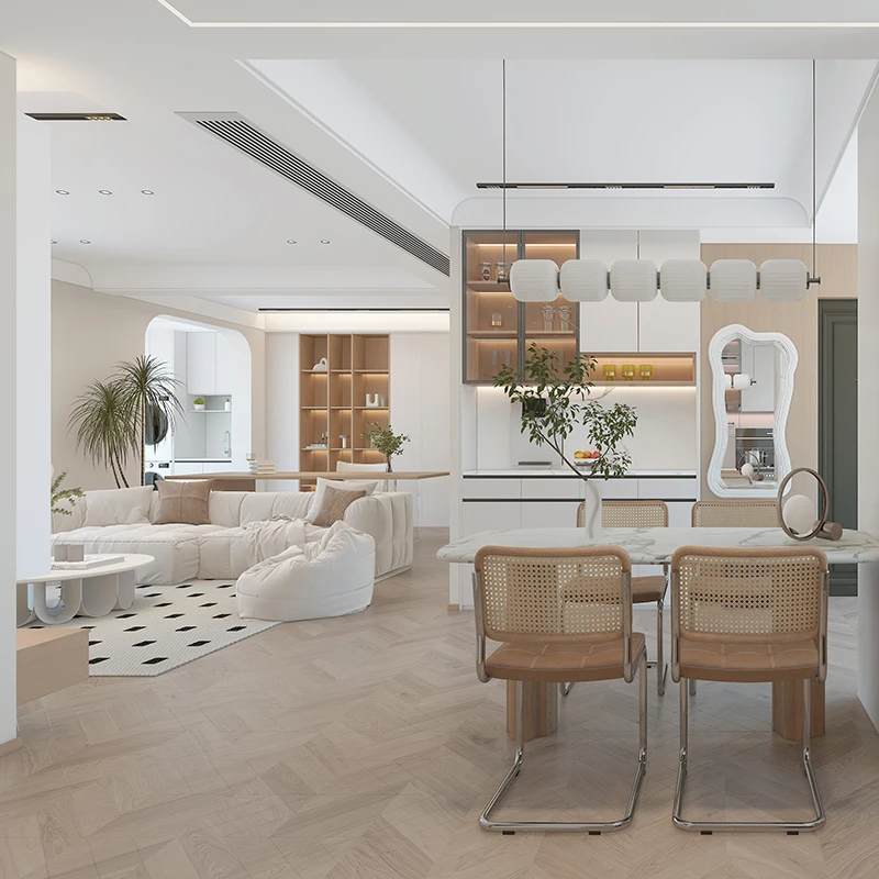 مجموعة أثاث خشبي منزلية كاملة مخصصة احترافية لمشروع الفيلا للديكورات السكنية وعقارات البناء المخصصة