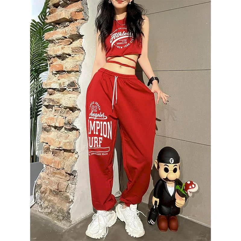 High Street Pants Straight Pants Hip-hop Women's Pants Korean Fashion Y2k Pants Loose Sporty Sweatpant Women Clothing Trousers