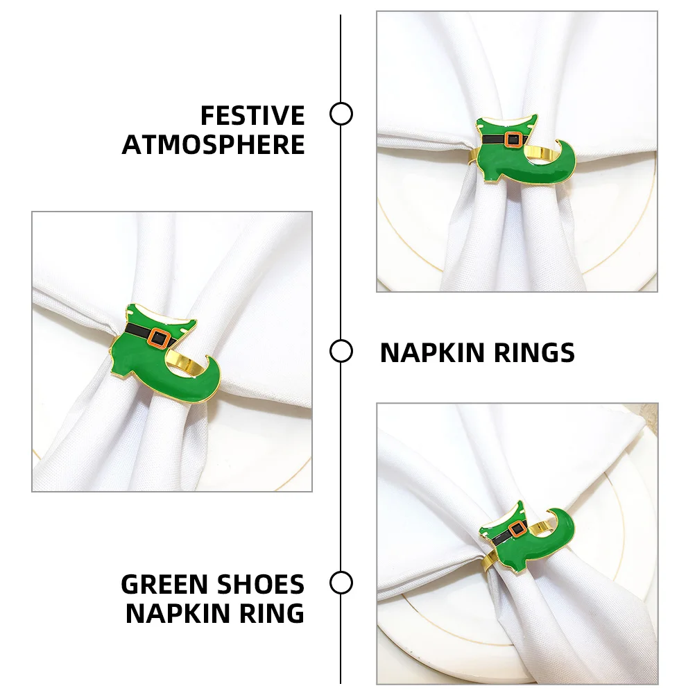 

6Pcs St Patrick's Day Napkin Rings Irish Metal Serviette Buckles Holiday Table Party Dining Decoration Holiday Napkin Rings
