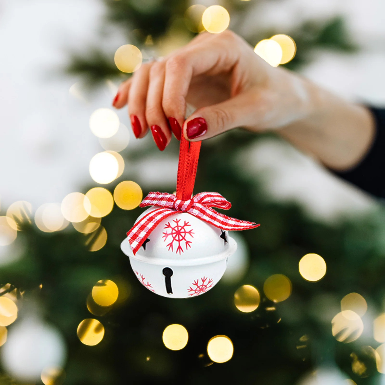 

12pcs Christmas Bell Hanging Pendants Iron Xmas Tree Decor Stained Glass Window Ornament Party Photo Props Holiday Adornment