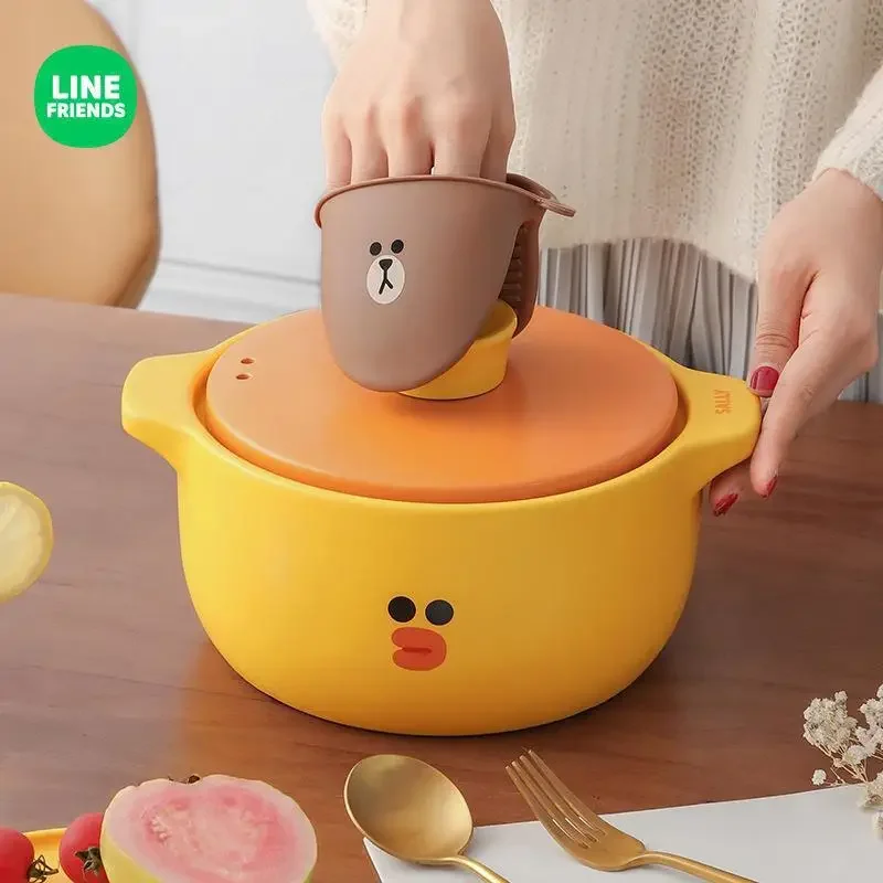 LINE FRIENDS Kitchen Silicone Gloves Brown Anti Scalding Thickened High Temperature Resistant Insulated Microwave Oven Baking