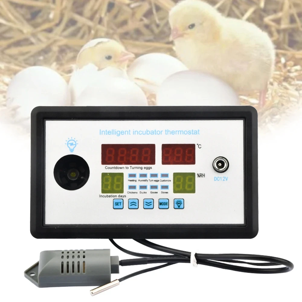 W9005 Egg Controller Incubator, Multifunction Automatic Temperature Humidity Control AC110-220V / DC 12V Thermostat Incubation