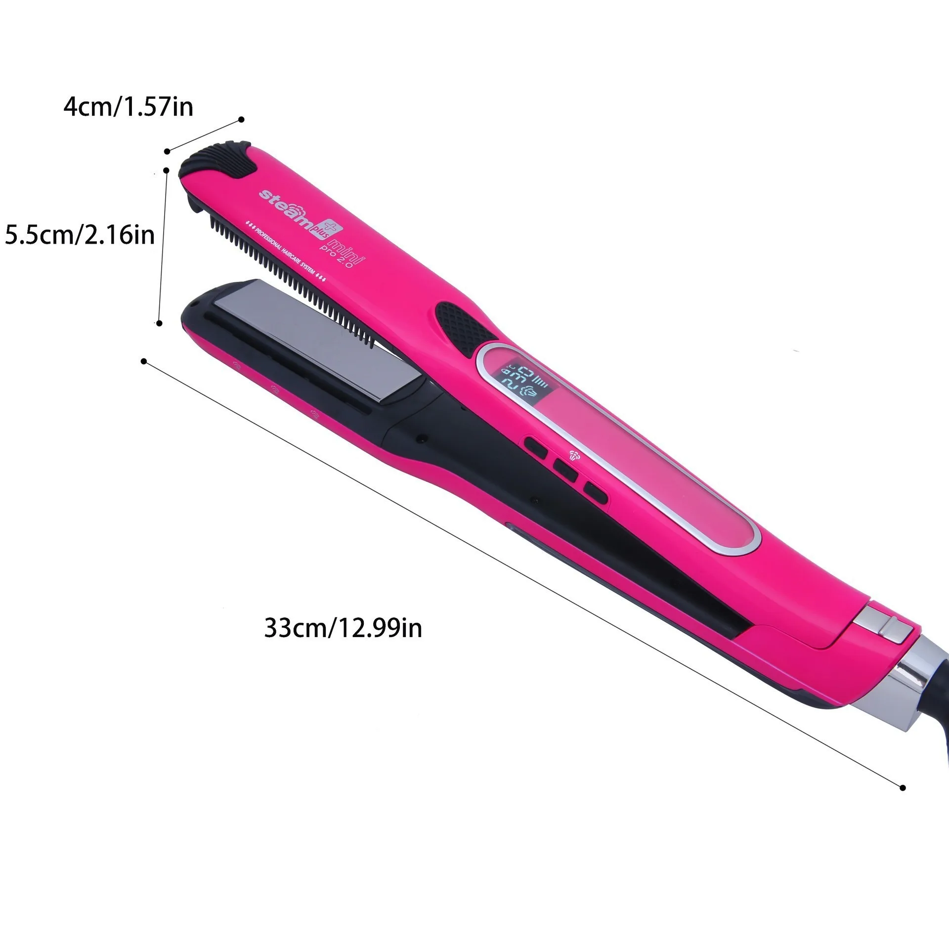 Portable Mini Steam Curling Straightening Iron Negative Ion Ceramic Temp Display Hair Styling Tool