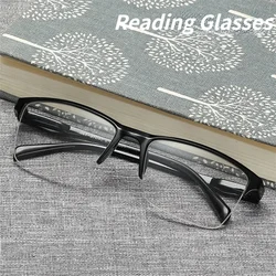 Ultralight Square Half Frame Reading Glasses Presbyopic Glasses Men Women +0.25 0.5 0.75 1 1.25 1.5 1.75 2 2.25 2.5 2.75 3