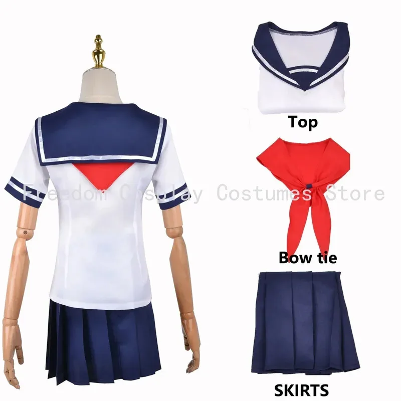 2025 이이 게임 얀데레 시뮬레이터 아야노 아이시 코스프레 의상 가발 JK 학교 로리 유니폼 할로윈 세트 여성 스커트 탑 타이 양말