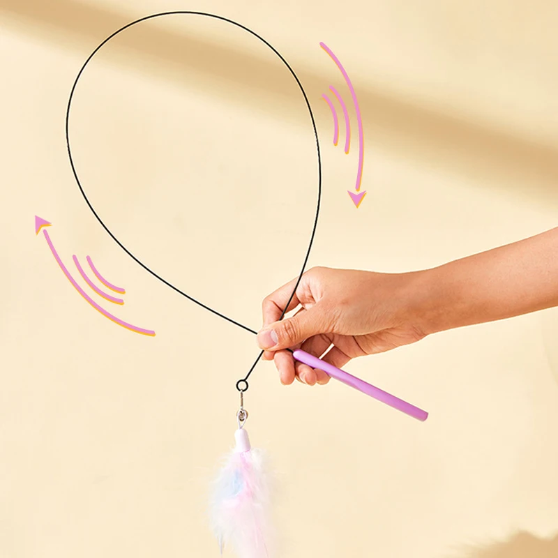 Cats Stick Toy Funny Fluffy Feather With Bell Sucker Suction Cup Feather Cats Toy Removable Handheld Cat Interactive Toy