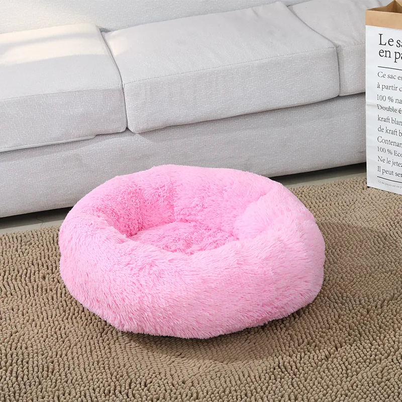 Ronde kattenbedden Huis Zacht lang pluche bed voor honden Mand Huisdierproducten Kussen Kattenbed Kattenmat Slaapbank, Geschikt voor de winter