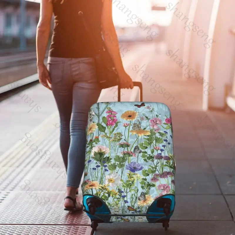حقيبة واقية لحقيبة السفر، غطاء حقيبة السفر، حماية مرنة، غطاء أمتعة قابل للغسل، 18-32 بطباعة زهور الفراشة #6