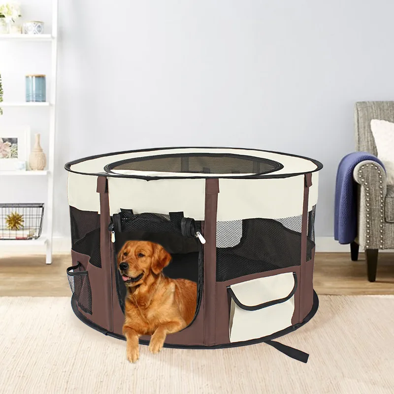 Portable Folding Oxford Cloth Cat Cage Cat Litter Pet Enclosure Round Octagonal Pet Cage Delivery Room Dog Cage Big Dogs House