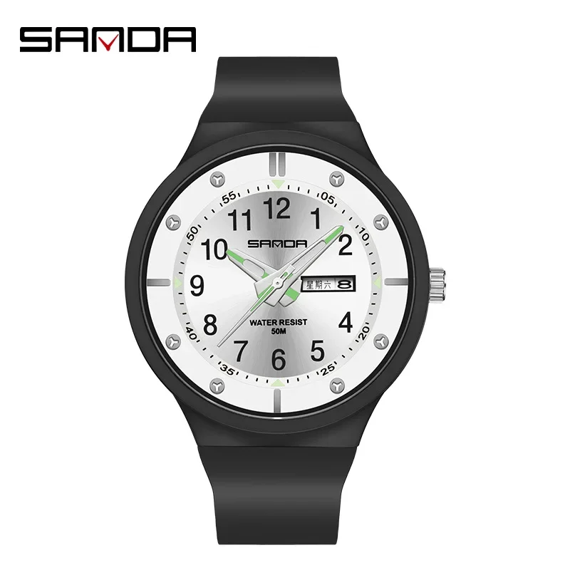 SANDA 9012 Student Watches Fashion Simple Trend Outdoor Waterproof Calendar Digital Fluorescent Wrist Watches for Boy and Girl