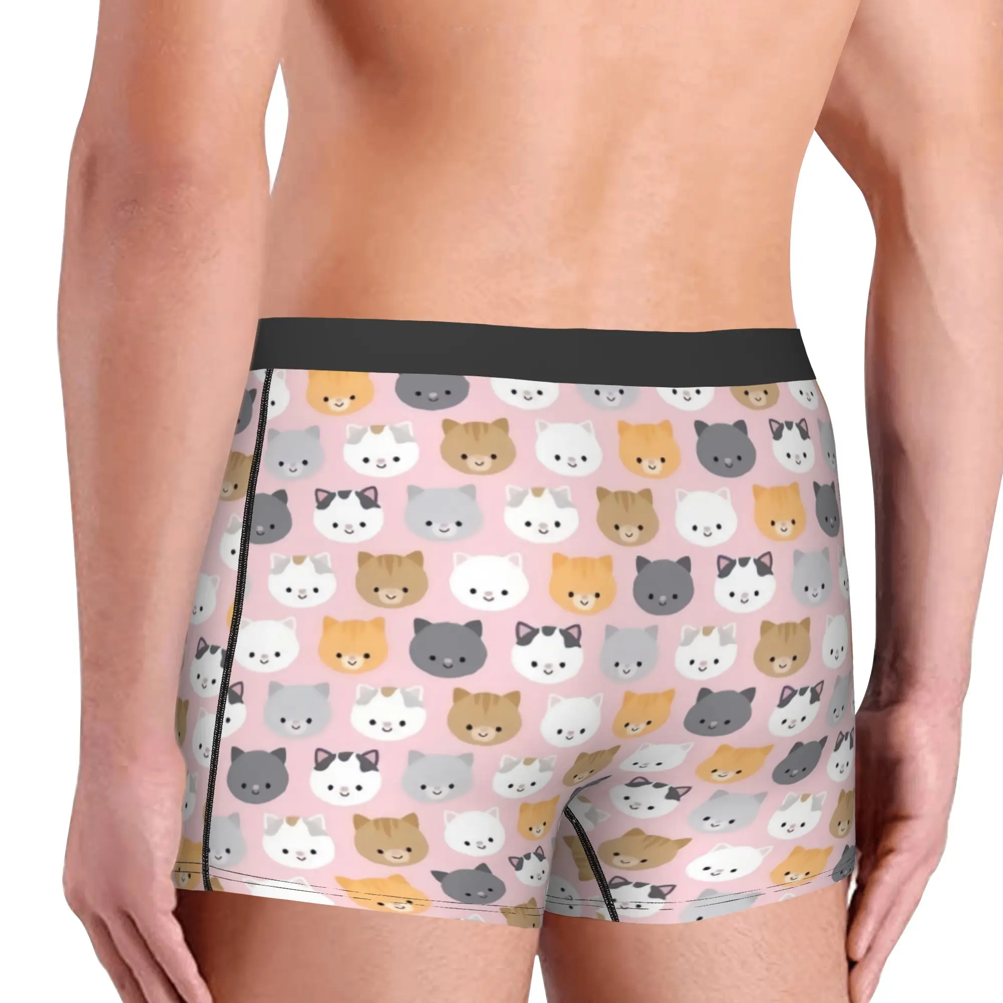 Cat Seamless Pattern Colourful Creative  Underwear Male Print  Boxer Shorts Panties Briefs Soft Underpants