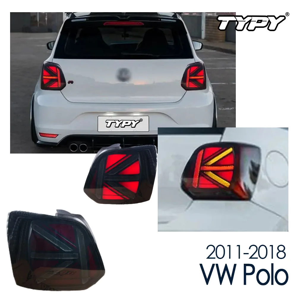 

TYPY автомобильные задние фонари для VW Polo 2011-2018 светодиодные автомобильные лампы дневные ходовые огни динамические указатели поворота автомобильные аксессуары