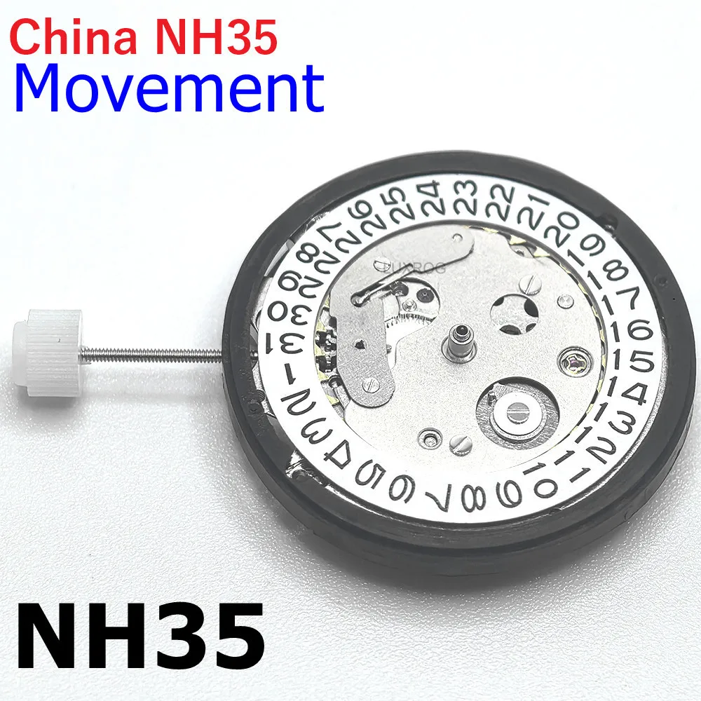 حركة NH35 الصينية يمكن أن تحل محل حركة NH35 اليابانية عند الساعة 3 تاريخ أبيض عالي الدقة ميكانيكي أوتوماتيكي NH35A