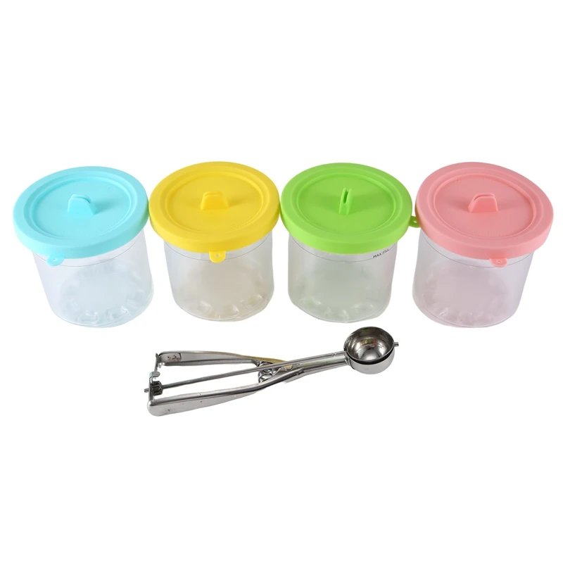 4Pack For NINJA Ice Cream Pint Cups NC299AMZ NC300S Series Ice Cream Maker Accessories Storage Jars With Airtight Lids A