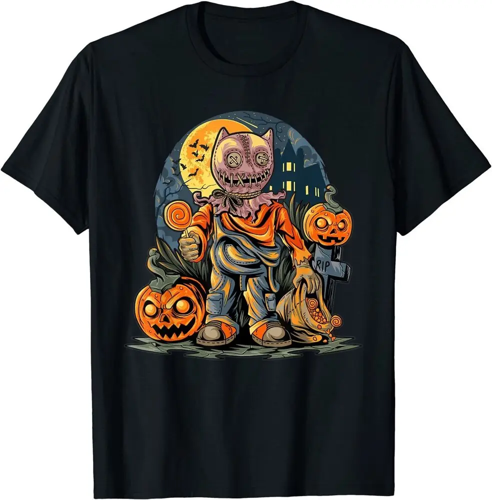 

Scary Day of Witch Cat Pumpkin Costume Halloween Full Moon T-Shirt