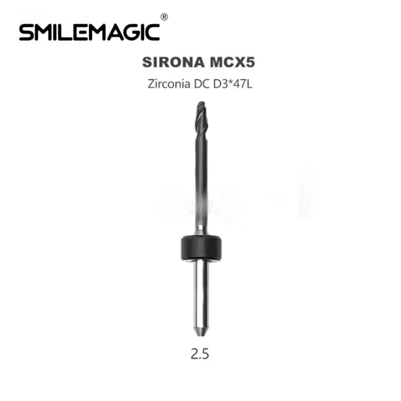 Sirona MCX5 Dental Milling Burs For Zirconia/PMMA D3 Shank DC Diamond Coating Diameter 2.5/1.0/0.5mm Drill