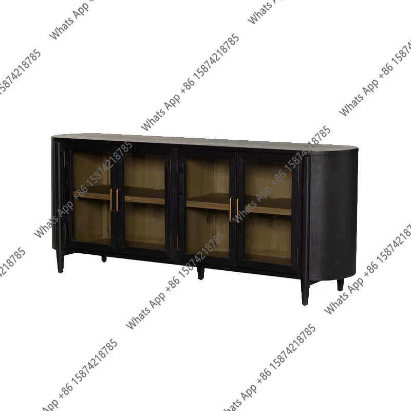 American solid wood TV cabinet, living room light retro dining side cabinet, French old entrance cabinet,  floor storage