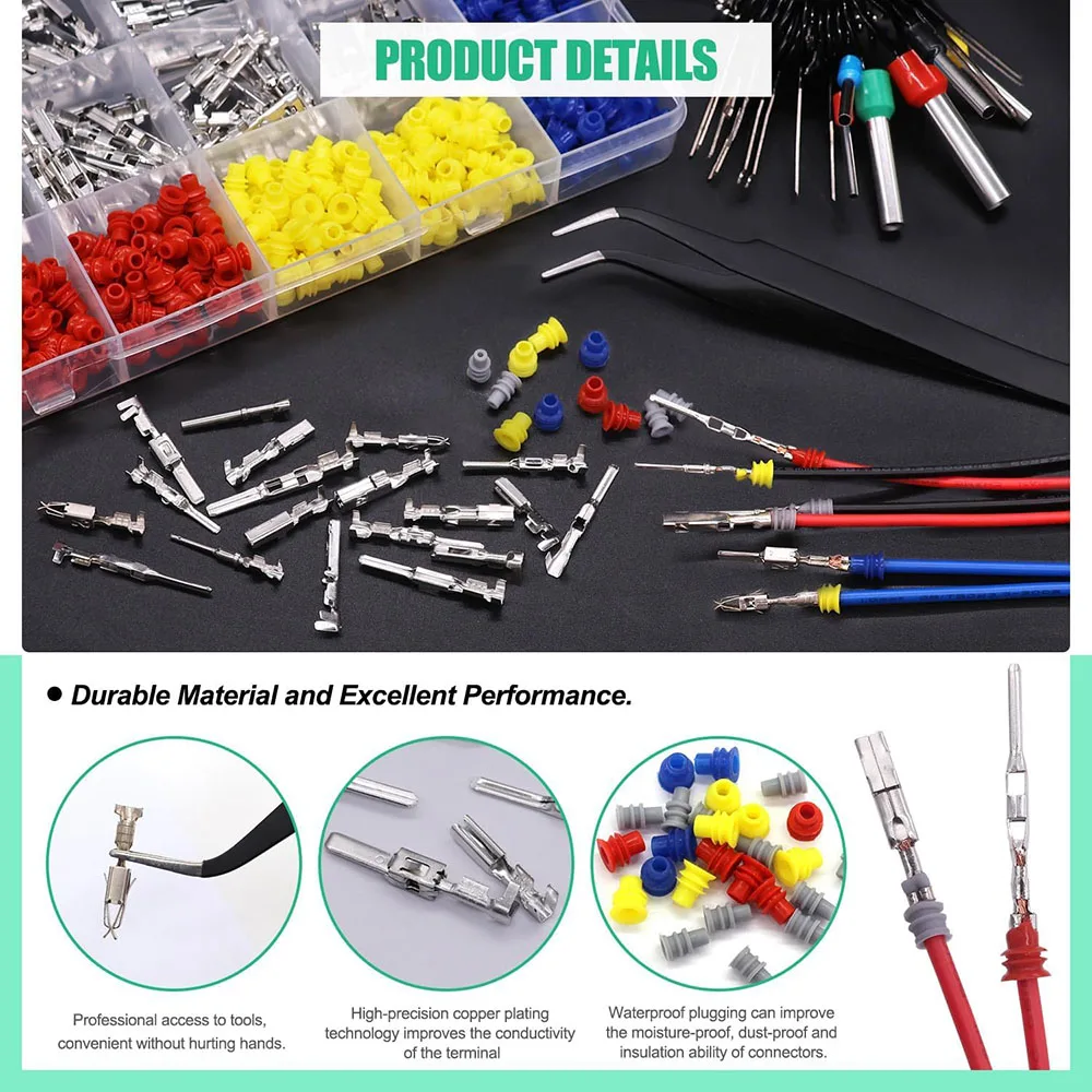 755PCS1/1.5/1.8/2.2/2.8/3.5mm automotive electrical connector pin terminal crimping non insulated plug disassembly male  female
