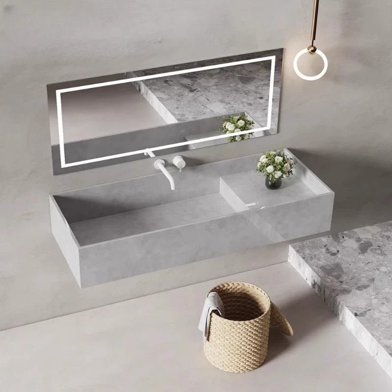 

LH modern simple bathroom wash basin cabinet combination wash table rock slab integration