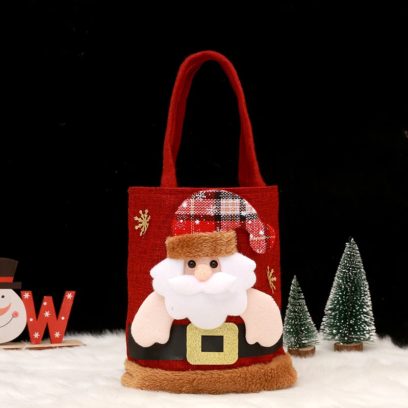 20PCS Christmas Gift Bags Handbags Tote Bags Candy Bags Snowman Bear Gift Bags Storage Bags Christmas Decoration