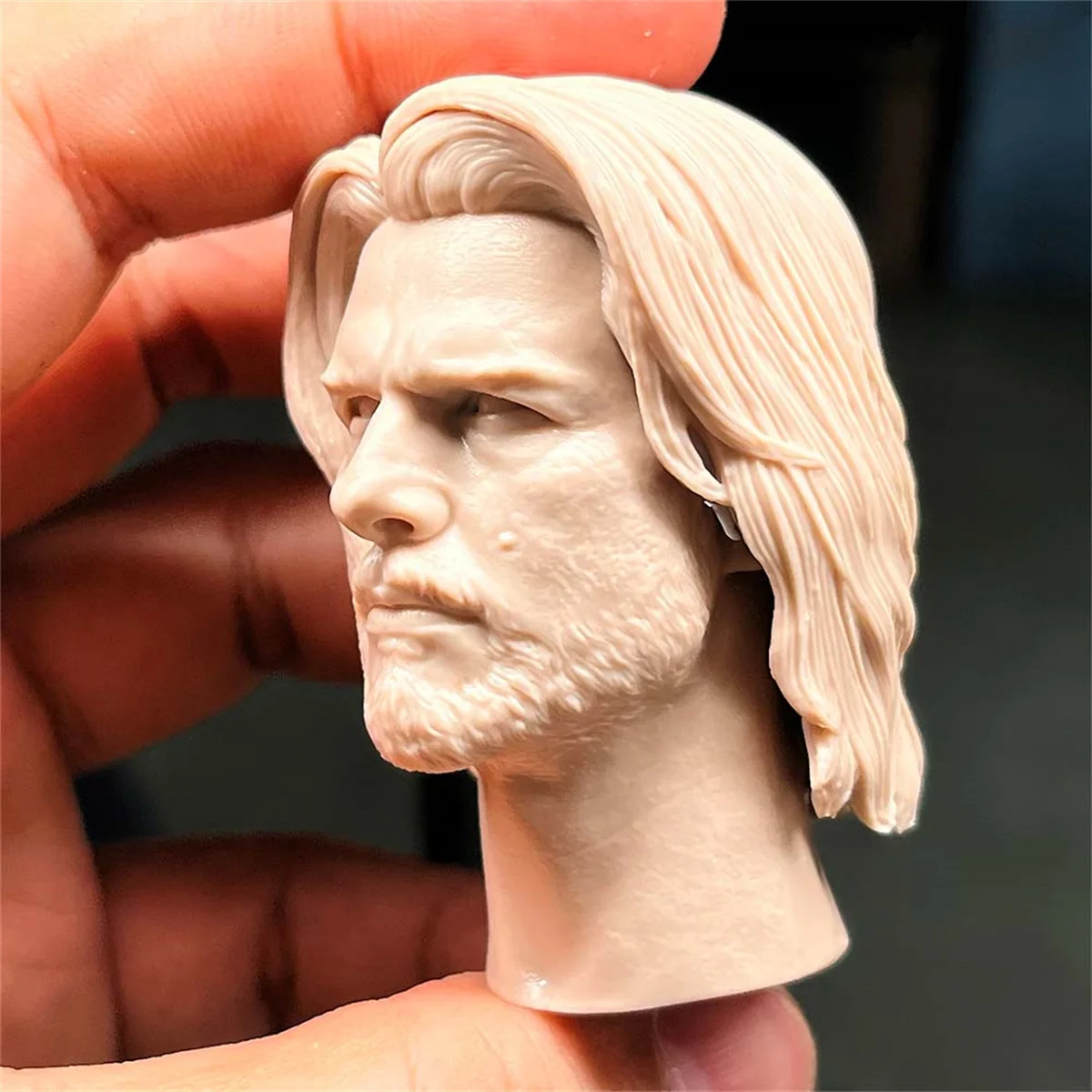 

1/6 Scale Samurai Male Head Sculpture Carving 1:6Tom Cruise Movie Model Fit 12'' Long Neck Action Figure Soldier Toys