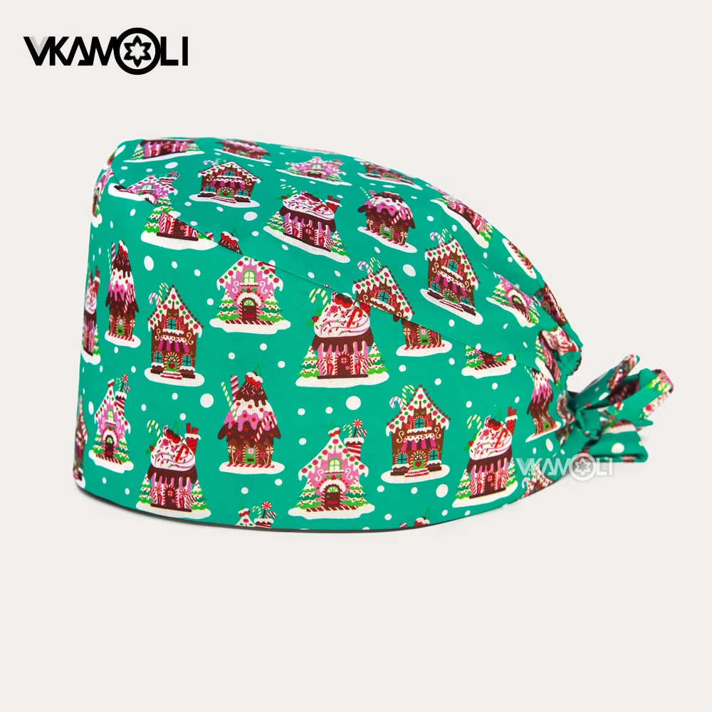 Cute candy and pastry house printed scrubs hat working head caps for doctors and nurses in dental clinics pet hospitals