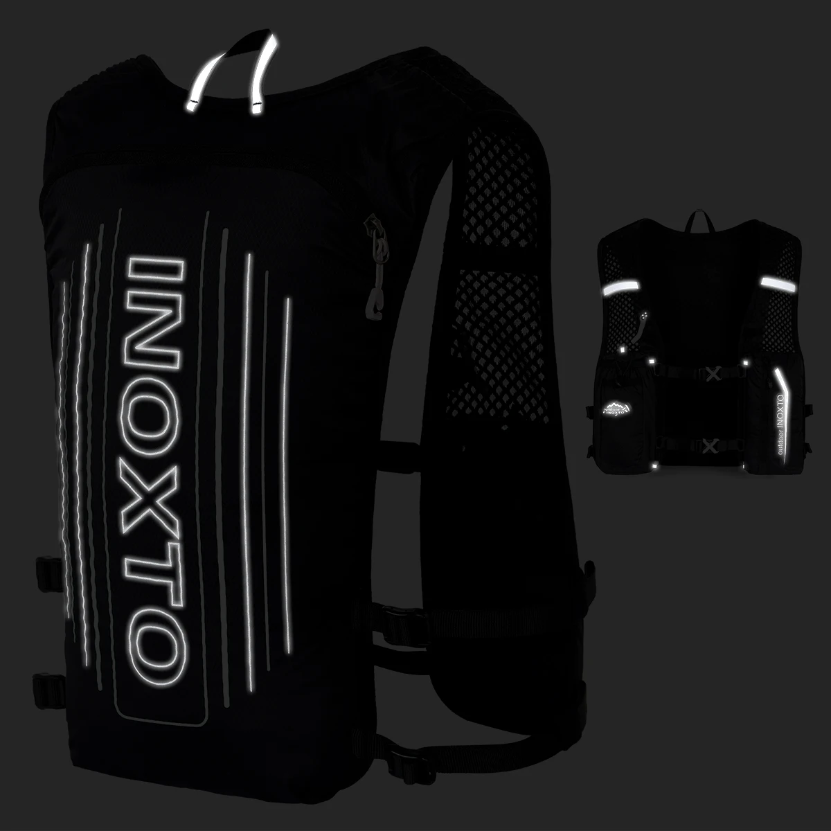 Reflective vest for men and women, adjustable chest strap, running hydration vest, lightweight reflective hydration backpack, su