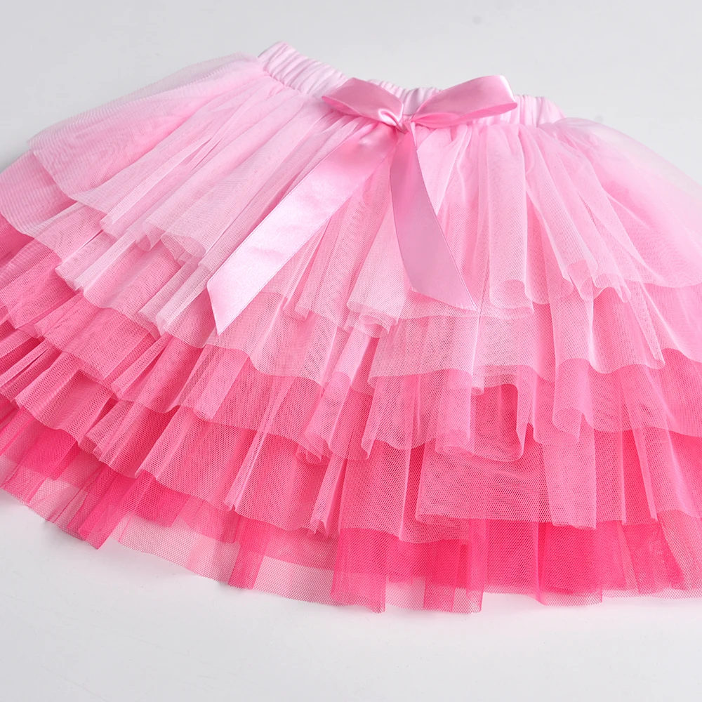 VIKITA Mädchen-Tutu-Rock aus rosa Ombre-Tüll mit Schleifenknoten, für Kinder, Prinzessin, Ballett, Prinzessin, Party, Tanz, lässig, elegant – Detail 8