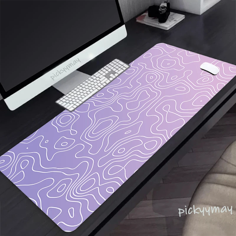 Imagem -04 - Mapa Topográfico Grande Mouse Pad Roxo Gaming Mousepad Grande Computador Mousepad Tapete de Teclado 100x50cm Tapetes de Mesa