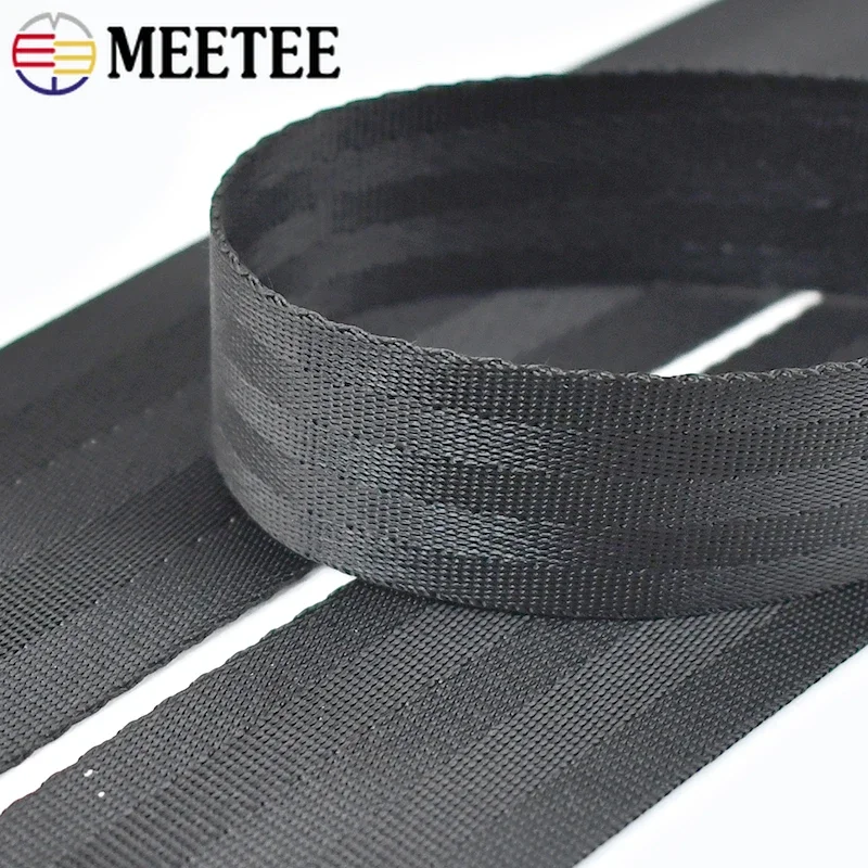 1-5Meters 20-50mm Meetee Black Nylon Webbing Strap Shoulder Bag Straps To The Meter Backpack Ribbon Band Safety Seat Belt Sewing