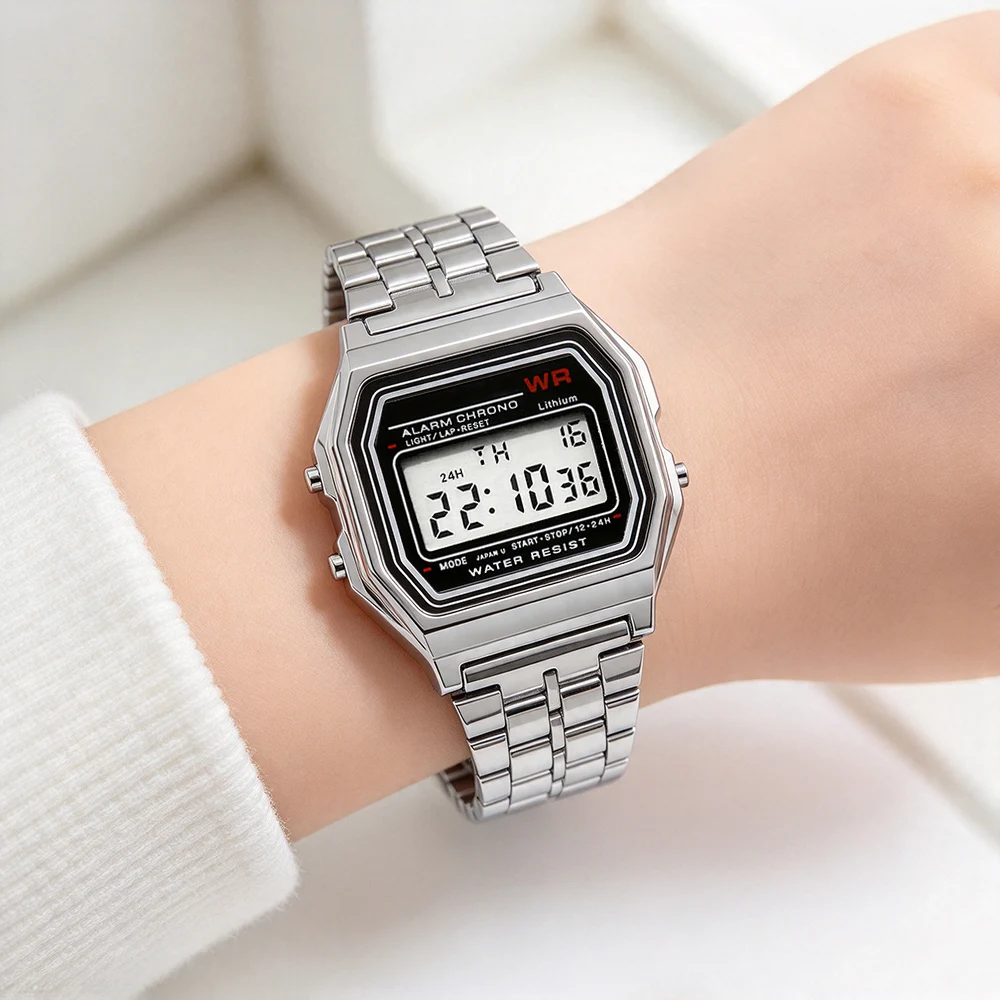 New Vintage Metal Square Kids Watch Sports Multi-Function Waterproof Women Watches for Men Wristwatch Ladies Retro Style Clock gallery 2