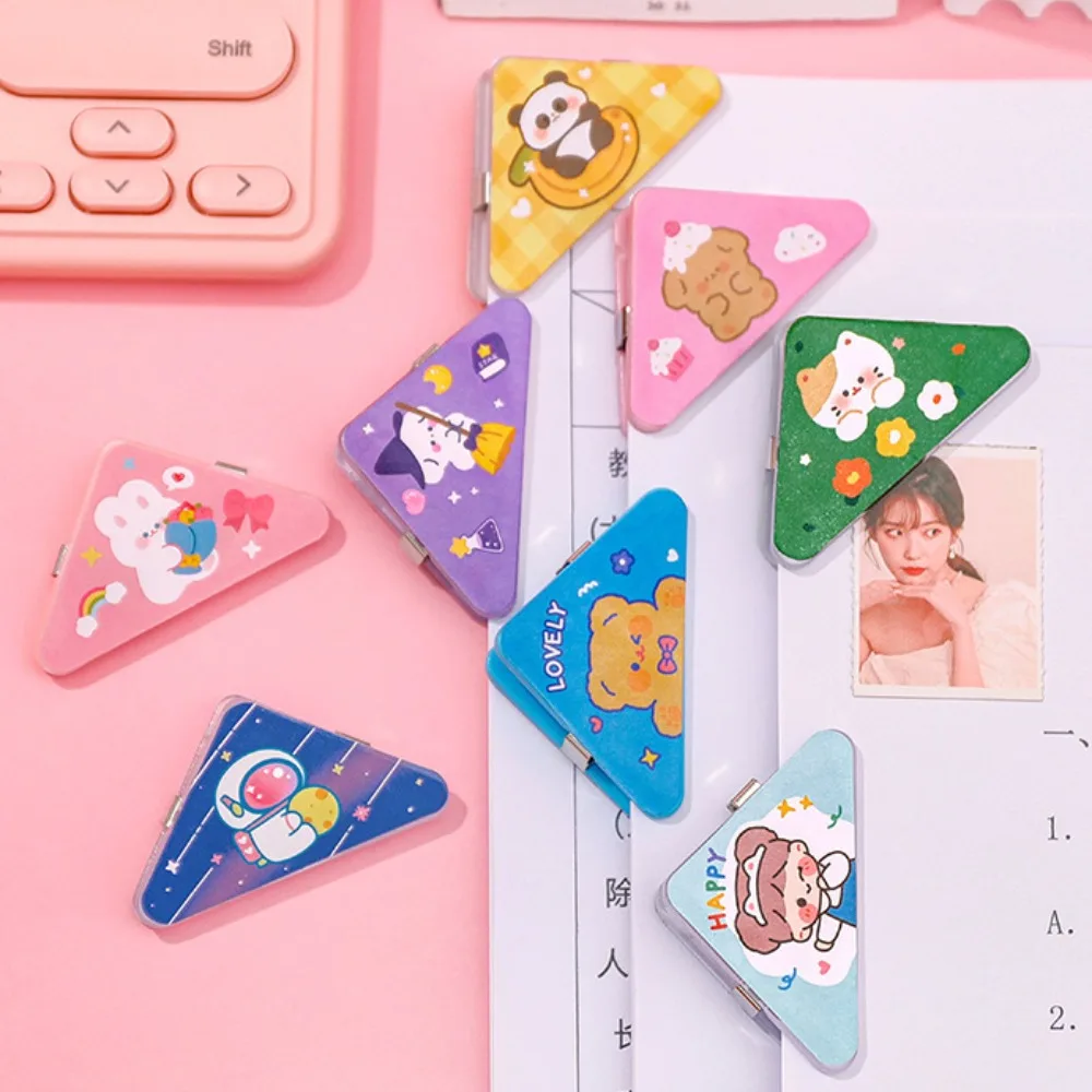 5pcs Bookmark Cartoon Triangle Paper Clips Desk Organizer Convenient Kawaii Triangle Page Holder Photo Clamp Cartoon